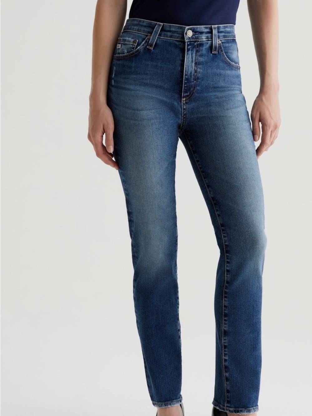 Ag Adriano Goldschmied Mari High-Rise Straight Leg Jeans - Dark Blue